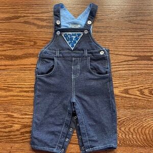 Guess baby boy super soft overalls cotton blend like new denim blue color 6/9 mo